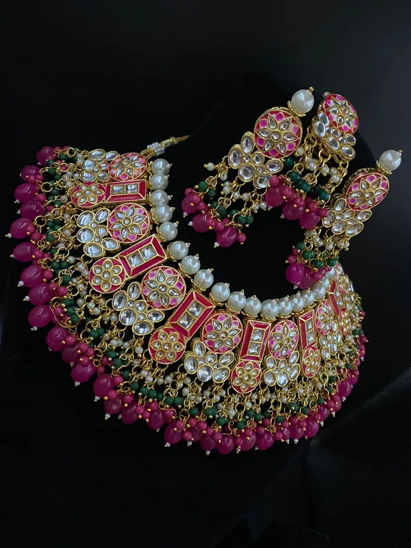 Rani_Magenta_Choker_Necklace_Set_and_Earrings