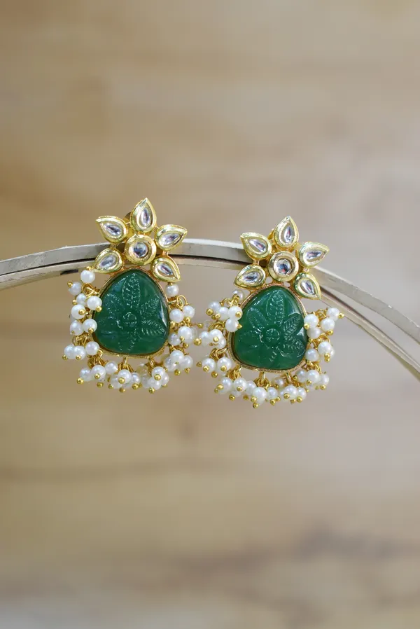 Green_Carving_Stone_Earring_Set