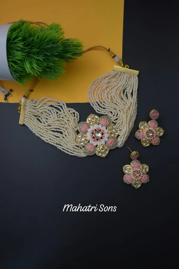 Hand_Made_Meena_Kari_Choker_Necklace_Set_and_Earrings