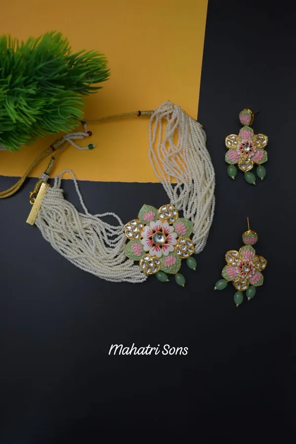 Hand_Made_Meena_Kari_Choker_Necklace_Set_and_Earrings