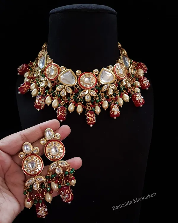 Brass_Choker_Necklace_Set_and_Earrings