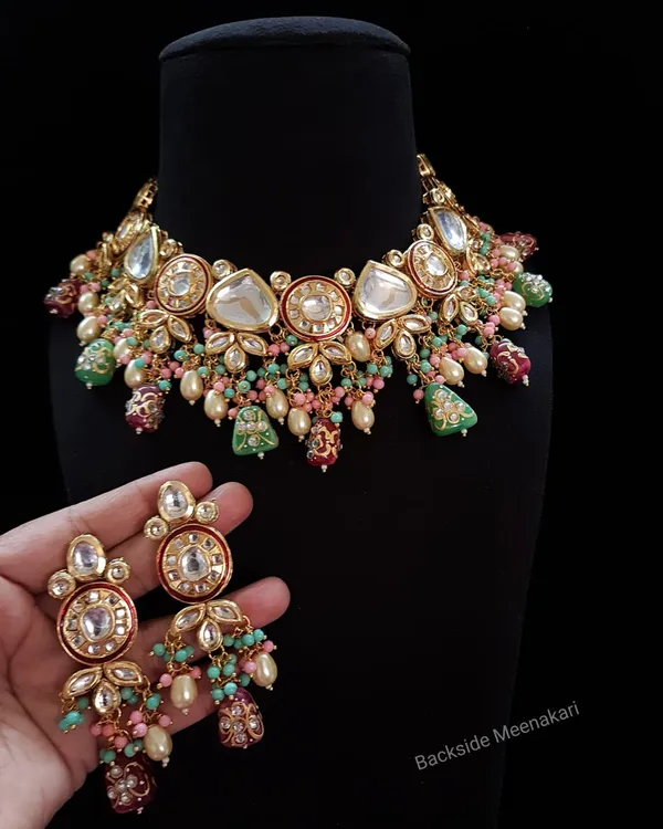 Brass_Choker_Necklace_Set_and_Earrings