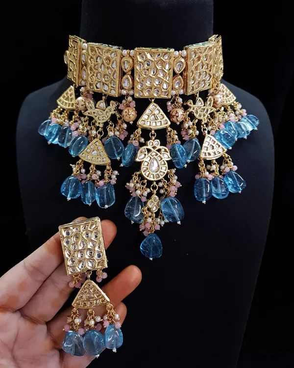 Brass_Choker_Necklace_Set_and_Earrings