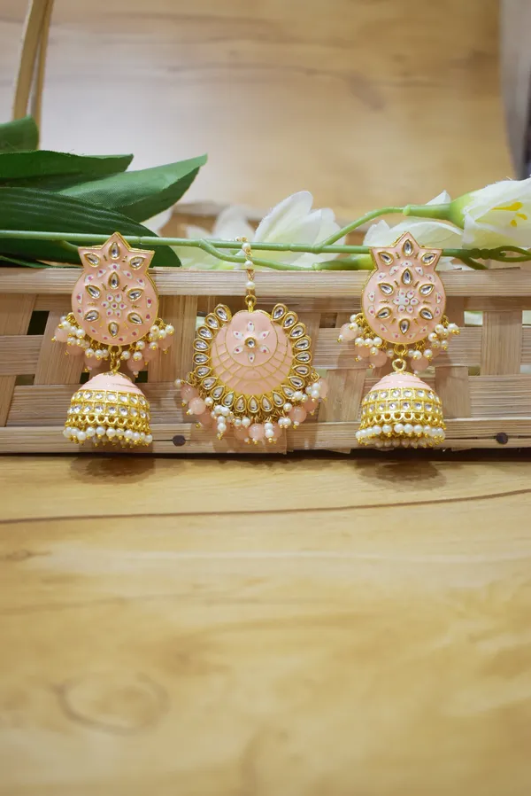 Hand_Made_Meenakari_Jhumka_Earring_with_Tikka
