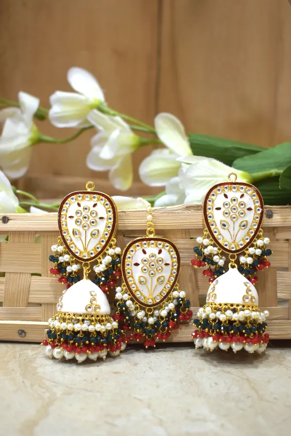Hand_Made_Meenakari_Jhumka_Earring_with_Tikka