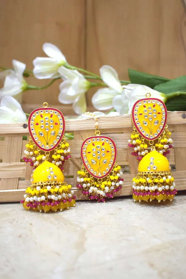 Hand_Made_Meenakari_Jhumka_Earring_with_Tikka