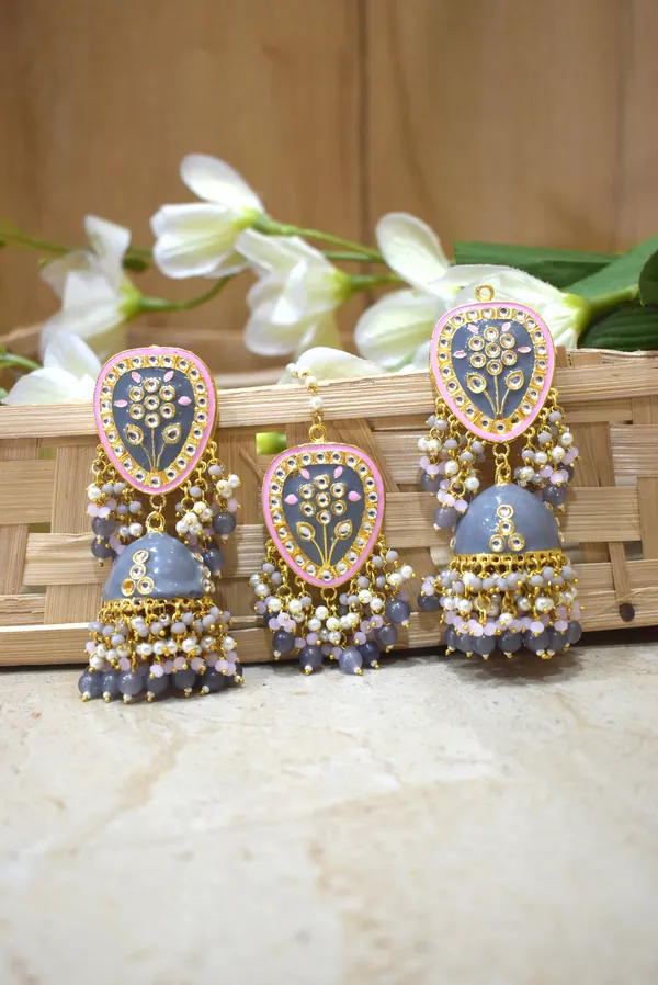 Hand_Made_Meenakari_Jhumka_Earring_with_Tikka