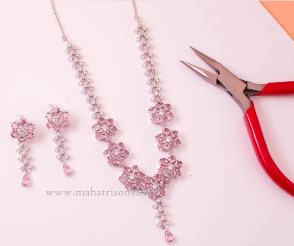 AD_pink_Silver_Necklace_Set_and_Earrings_with_Beautiful_Earring
