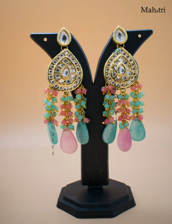Premium_Bridal_Brass_Baby_Pink_Mint_Combination_Necklace_Set_with_Earring