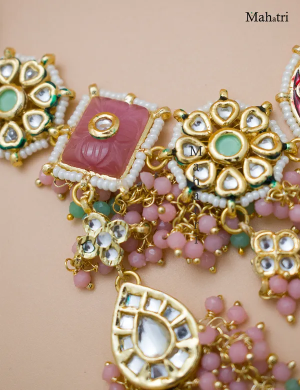 Premium_Bridal_Brass_Baby_Pink_Necklace_Set_with_Earring