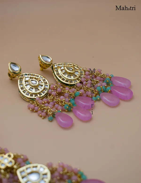 Premium_Bridal_Brass_Baby_Pink_Necklace_Set_with_Earring
