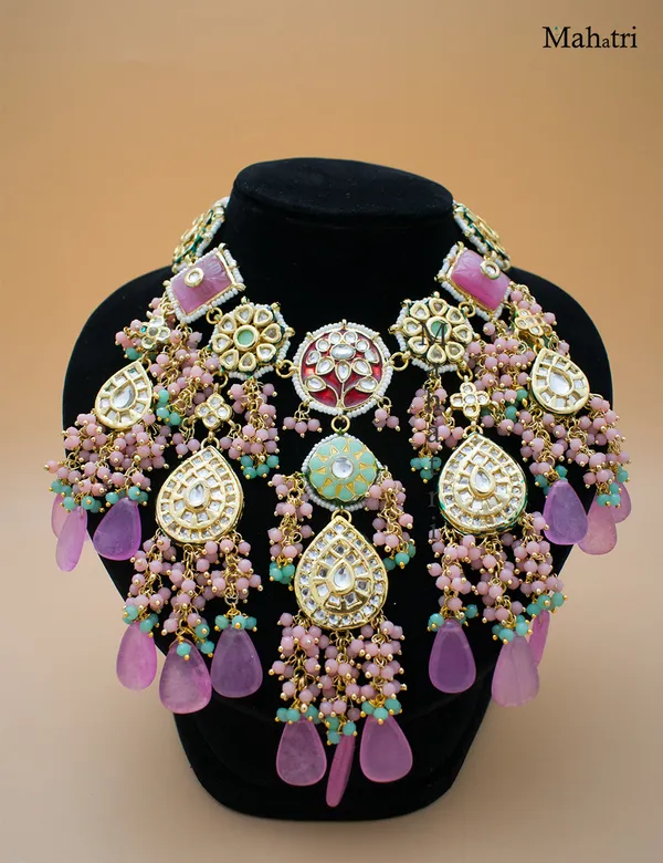 Premium_Bridal_Brass_Baby_Pink_Necklace_Set_with_Earring