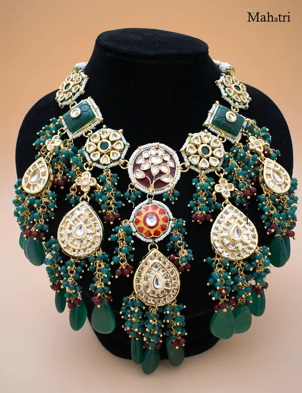 Premium_Bridal_Brass_Green_Necklace_Set_with_Earring