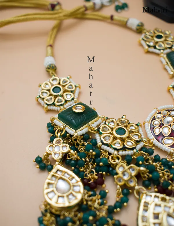 Premium_Bridal_Brass_Green_Necklace_Set_with_Earring