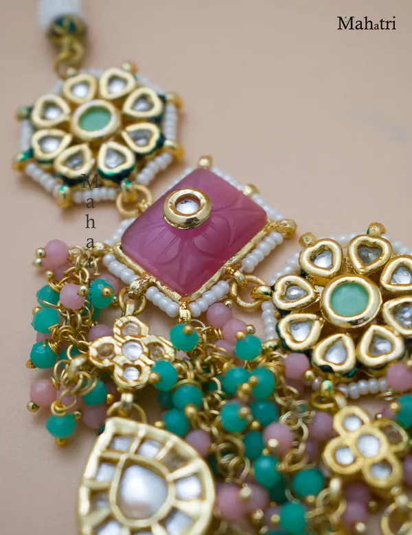 Premium_Bridal_Brass_Mint_Sea_Green_Choker_Necklace_Set_with_Earring