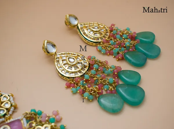 Premium_Bridal_Brass_Mint_Sea_Green_Choker_Necklace_Set_with_Earring