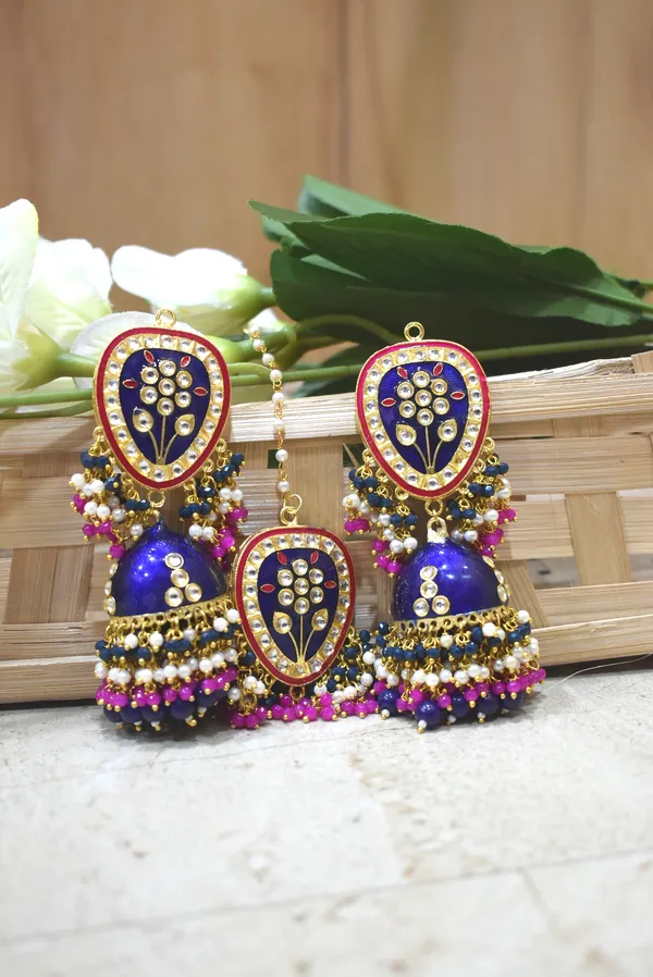 Meena_Kari_Heavy_Earring_with_Tikka