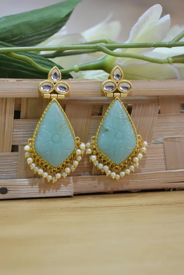 Mint_Carving_Stone_Earring_Set