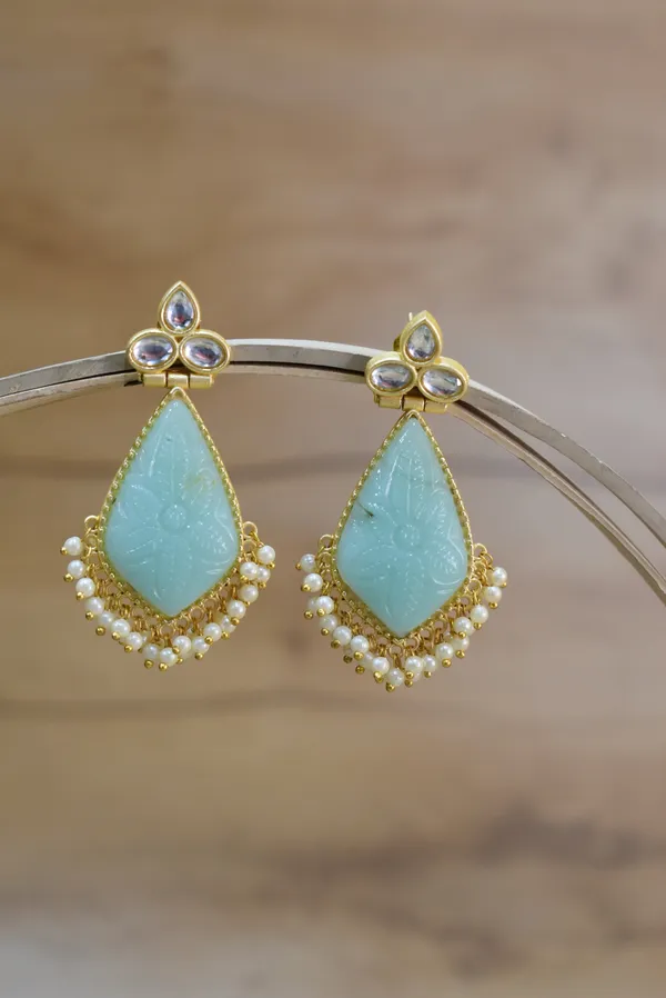 Mint_Carving_Stone_Earring_Set