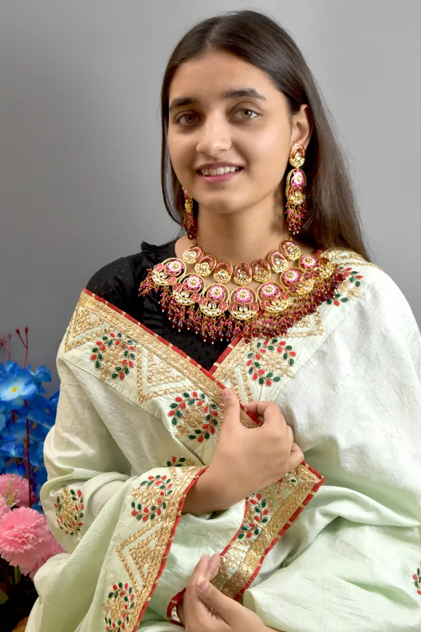 Premium_Quality_Beautiful_Choker_Maroon_Dark_Red_Necklace_Set_with_Maang_Tikka