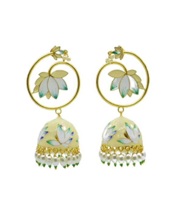 White_Long_Earring_with_Handmade_Meenakari