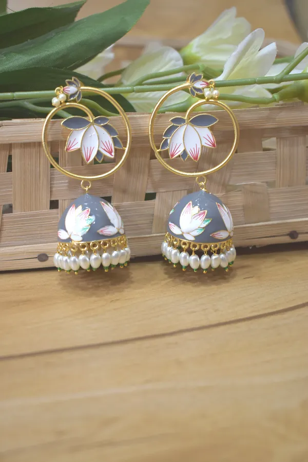 grey_Long_Jhumka_with_Meenakari