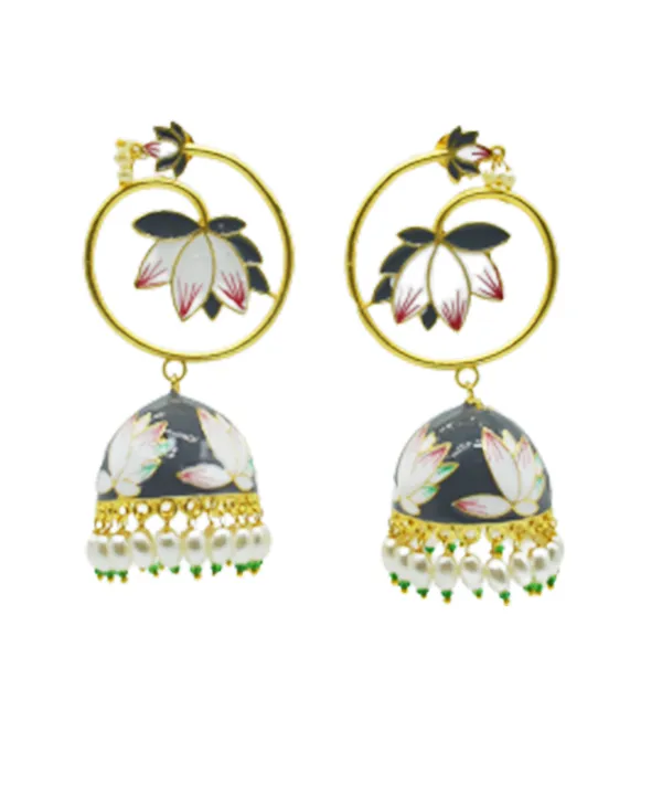 grey_Long_Jhumka_with_Meenakari
