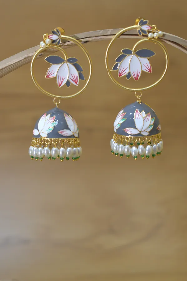 grey_Long_Jhumka_with_Meenakari