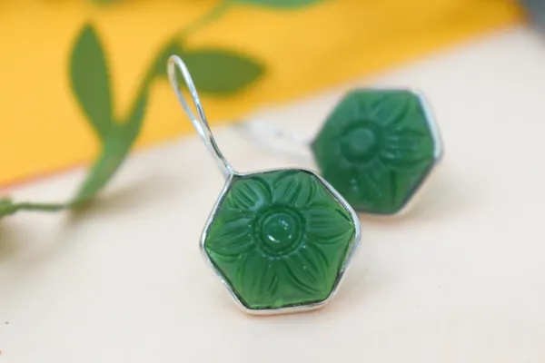 Carving_Stone_Oxidize_Green_Earring