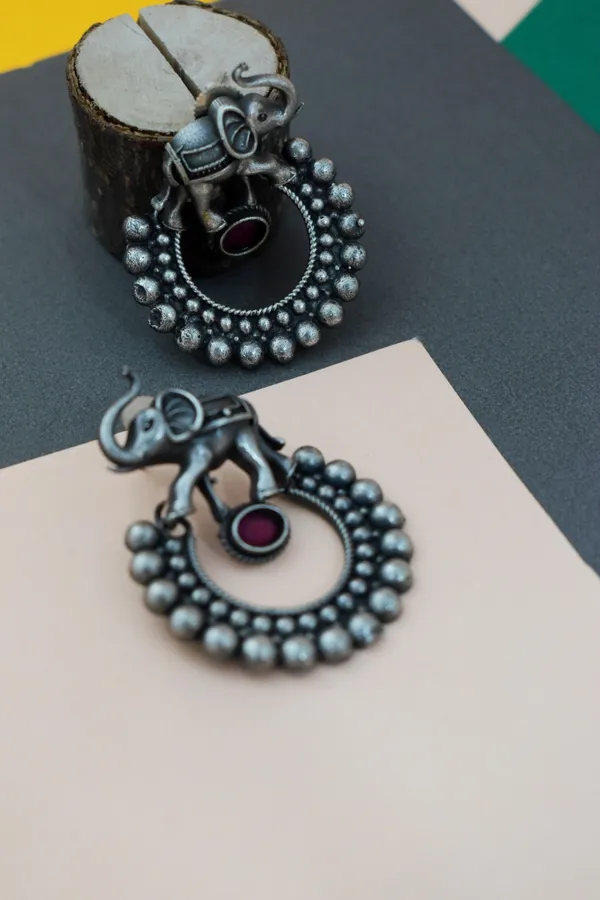 Stone_Based_Brass_Elephant_Oxidize_Earring