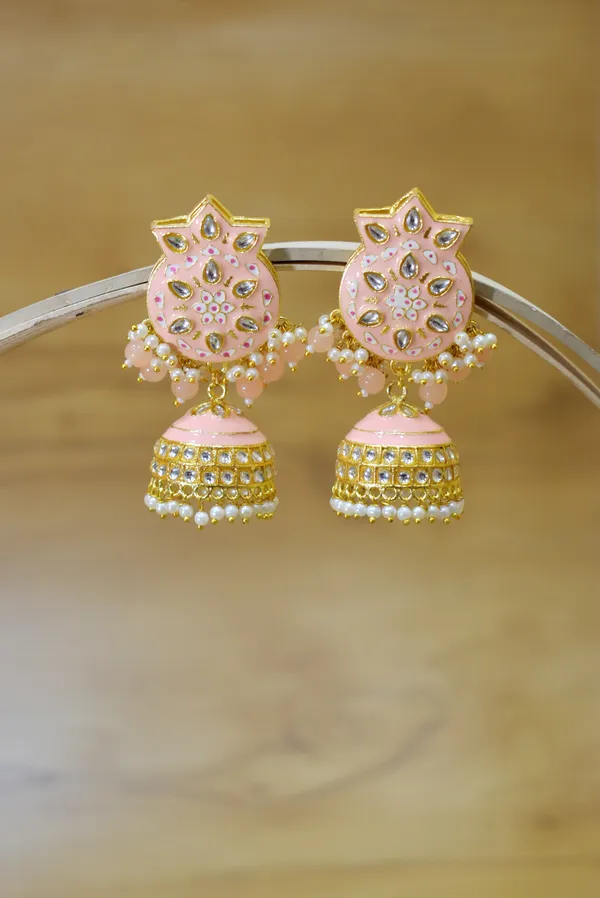Hand_Made_Meenakari_Jhumka_Earring_with_Tikka