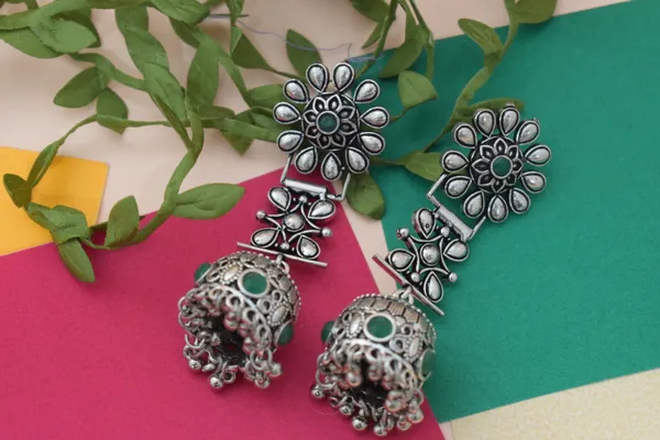 Green_Oxidise_Jhumka_Earring