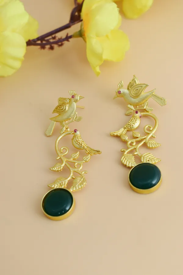 Brass_Long_Sparrow_Stone_Earring