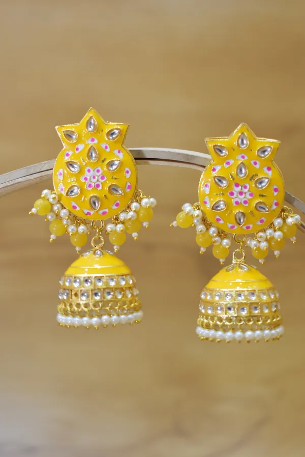 Hand_Made_Meenakari_Jhumka_Earring_with_Tikka