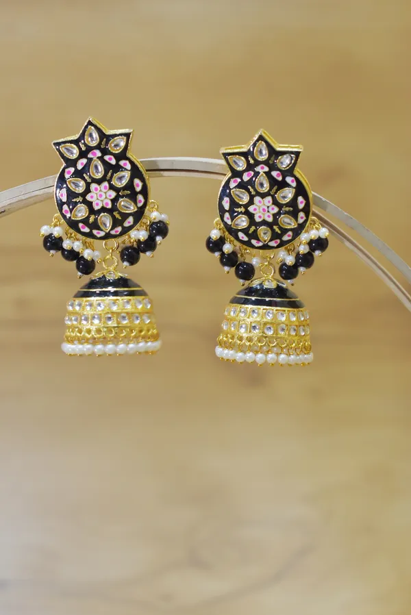 Hand_Made_Meenakari_Jhumka_Earring_with_Tikka