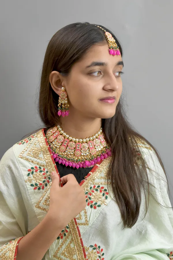 Rani_Magenta_Choker_Necklace_Set_and_Earrings