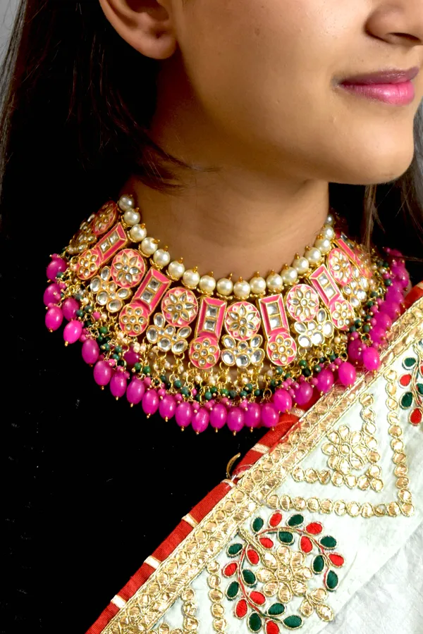 Rani_Magenta_Choker_Necklace_Set_and_Earrings