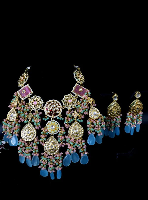 Brass_Choker_Necklace_Set_and_Earrings