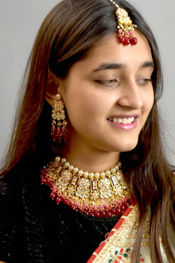 Mahroon_Dark_Red_Choker_Necklace_Set_and_Earrings