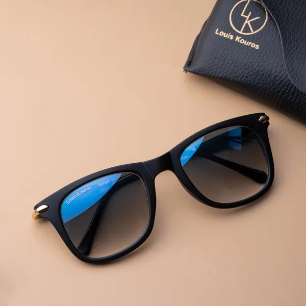 LOUIS_KOUROS__Blue_Gradient_Buloster_Mirrored,_UV_Protection,_Night_Vision,_Toughened_Glass_Lens,_UV_Protection,_Riding_Glasses,_Retro_Square,_Wayfarer_Sunglasses_(52)__(For_Men_&_Women,_Blue_Gradient)