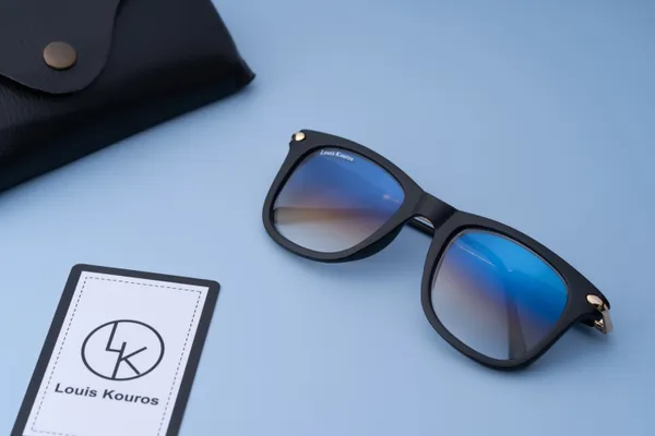 LOUIS_KOUROS__Blue_Gradient_Buloster_Mirrored,_UV_Protection,_Night_Vision,_Toughened_Glass_Lens,_UV_Protection,_Riding_Glasses,_Retro_Square,_Wayfarer_Sunglasses_(52)__(For_Men_&_Women,_Blue_Gradient)