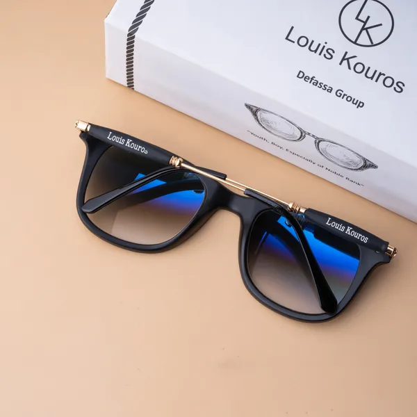 LOUIS_KOUROS__Blue_Gradient_Buloster_Mirrored,_UV_Protection,_Night_Vision,_Toughened_Glass_Lens,_UV_Protection,_Riding_Glasses,_Retro_Square,_Wayfarer_Sunglasses_(52)__(For_Men_&_Women,_Blue_Gradient)