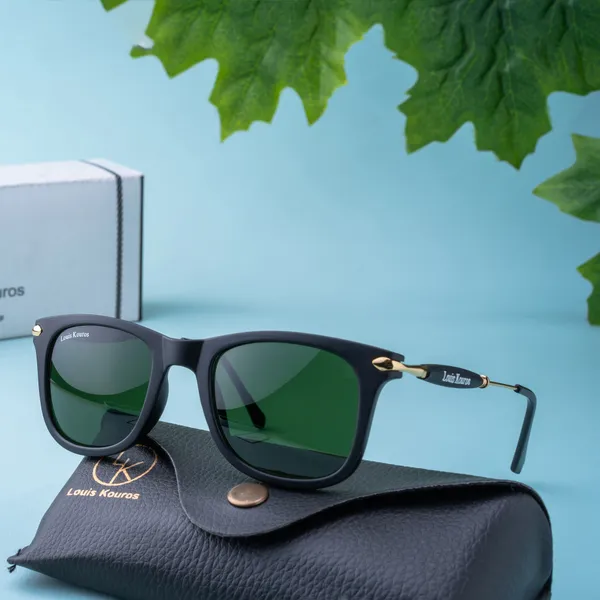 LOUIS_KOUROS__Green_Buloster_Mirrored,_UV_Protection,_Night_Vision,_Toughened_Glass_Lens,_UV_Protection,_Riding_Glasses,_Retro_Square,_Wayfarer_Sunglasses_(52)__(For_Men_&_Women,_Green)