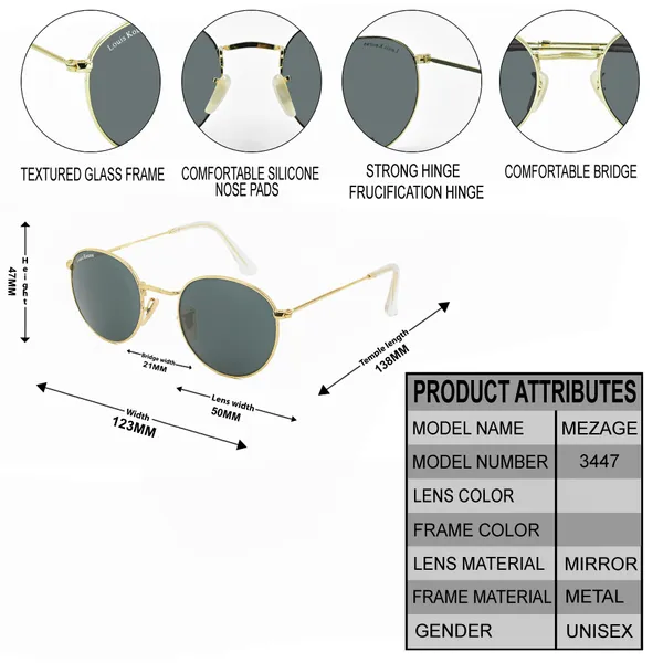 LOUIS_KOUROS_Black_Mezage_Mirrored(Glass),_UV_Protection,_Toughened_Glass_Lens,_UV_Protection,_Night_Vision,_Round_Sunglasses_(50)__(For_Men_&_Women,_Black)
