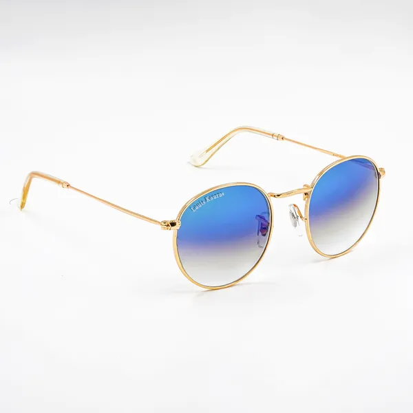 LOUIS_KOUROS_Blue_Gradient_Mezage_Mirrored(Glass),_UV_Protection,_Toughened_Glass_Lens,_UV_Protection,_Night_Vision,_Round_Sunglasses_(50)__(For_Men_&_Women,_Blue_Gradient)