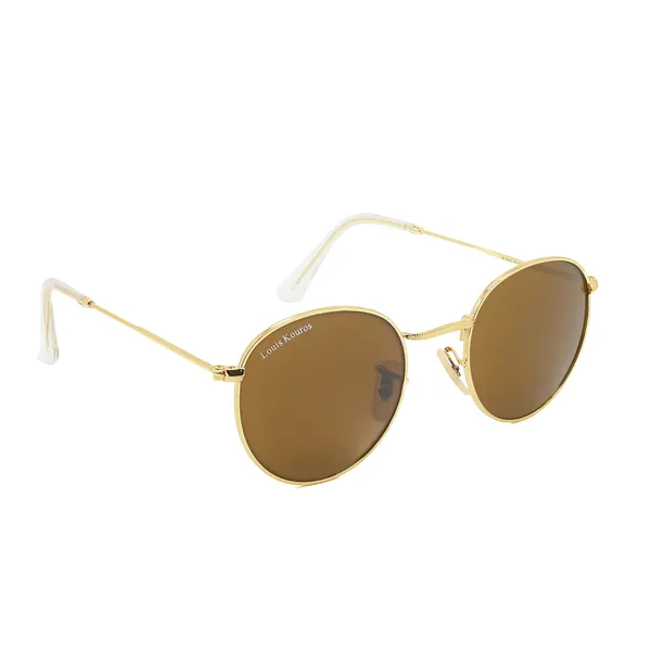 LOUIS_KOUROS_Brown_Mezage_Mirrored(Glass),_UV_Protection,_Toughened_Glass_Lens,_UV_Protection,_Night_Vision,_Round_Sunglasses_(50)__(For_Men_&_Women,_Brown)