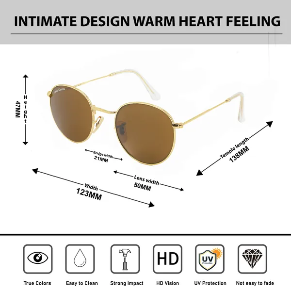 LOUIS_KOUROS_Brown_Mezage_Mirrored(Glass),_UV_Protection,_Toughened_Glass_Lens,_UV_Protection,_Night_Vision,_Round_Sunglasses_(50)__(For_Men_&_Women,_Brown)