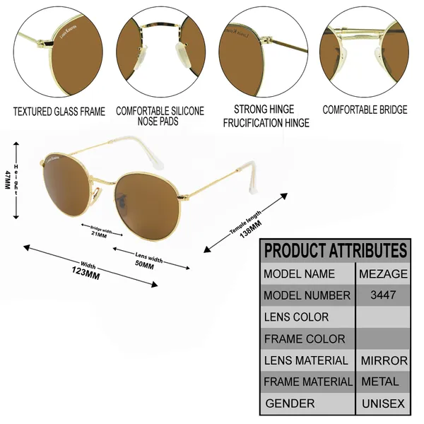 LOUIS_KOUROS_Brown_Mezage_Mirrored(Glass),_UV_Protection,_Toughened_Glass_Lens,_UV_Protection,_Night_Vision,_Round_Sunglasses_(50)__(For_Men_&_Women,_Brown)