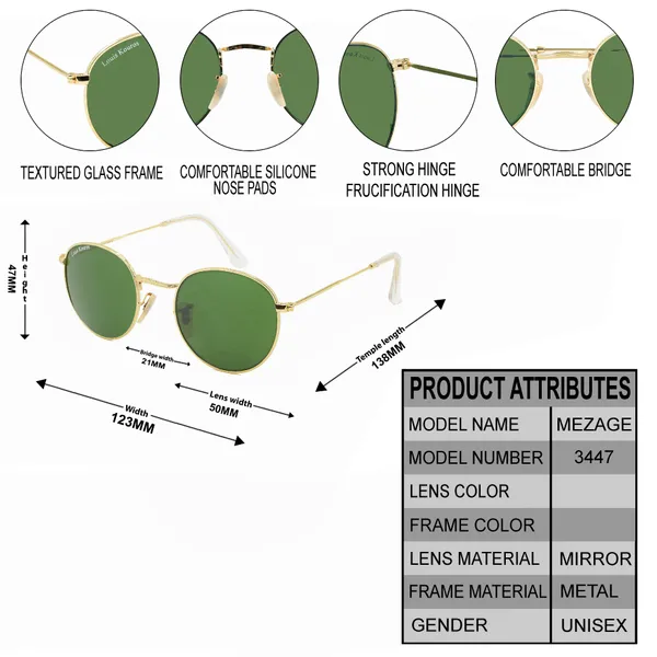 LOUIS_KOUROS_Green_Mezage_Mirrored(Glass),_UV_Protection,_Toughened_Glass_Lens,_UV_Protection,_Night_Vision,_Round_Sunglasses_(50)__(For_Men_&_Women,_Green)