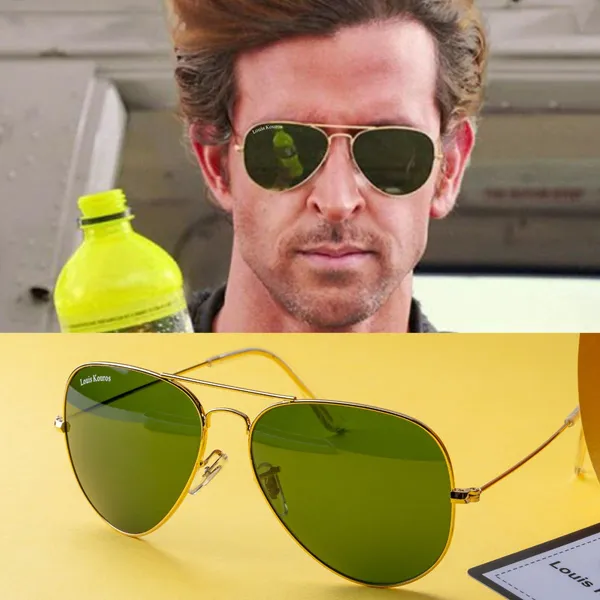 LOUIS_KOUROS_Green_Armstoner_Mirrored(Glass),_UV_Protection,_Toughened_Glass_Lens,_UV_Protection,_Night_Vision,_Aviator_Sunglasses_(62)__(For_Men_&_Women,_Green)